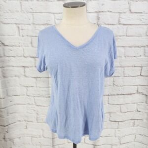 Rachel Zoe 100% Linen Top Coastal Beach Summer Vacation Short Sleeve Size Medium